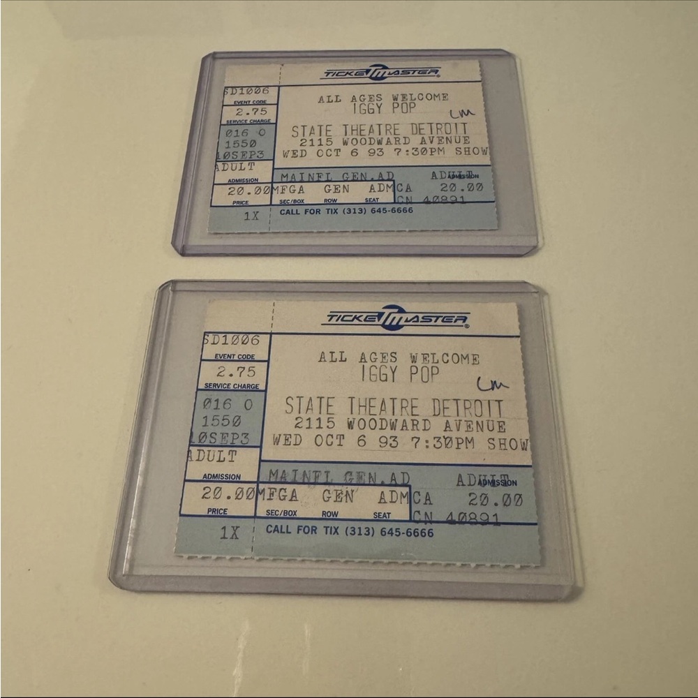 Vintage 90s Iggy Pop Ticket Stub 1993 Concert Tour Detroit Michigan Punk Rock